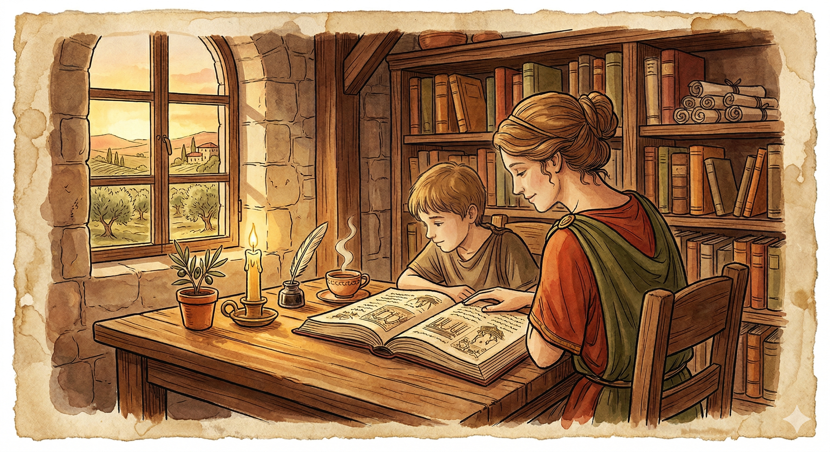 Family studying together